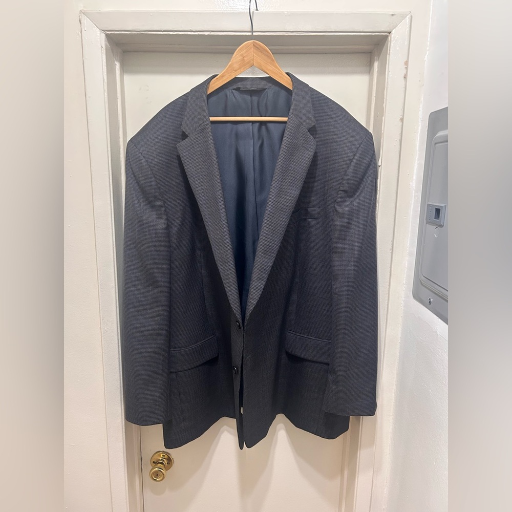 Jos A Bank Mens Blazer Sport Coat Regal Fit Suit Jacket Size 56R Gray Wool EUC